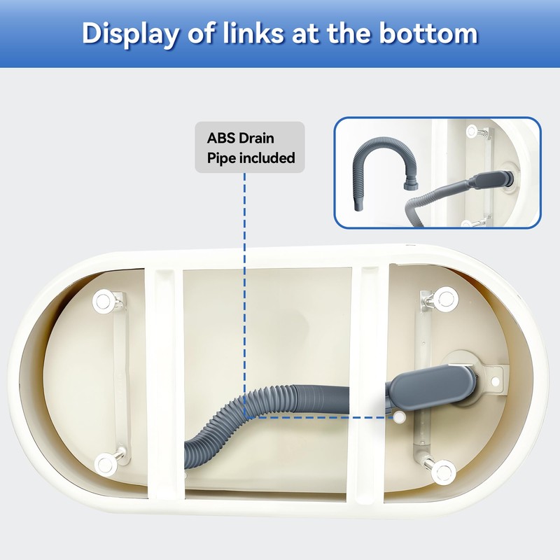 Flexible Freestanding Tub Drain Kit, Low Profile Flat P Trap