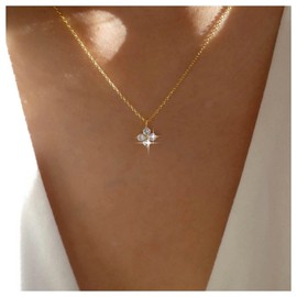 Allereya Vintage Crystal Flower Necklace Rhinestone Flower Pendant Necklace Gold Cz Flower Choker Necklace Tiny Cz Square Choker Necklace Jewelry for Women and Girls