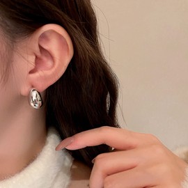 Gold Teardrop Earrings for Women Chunky Half Hoop Earrings Trendy Tear Drop Statement Earrings Jewelry Gifts