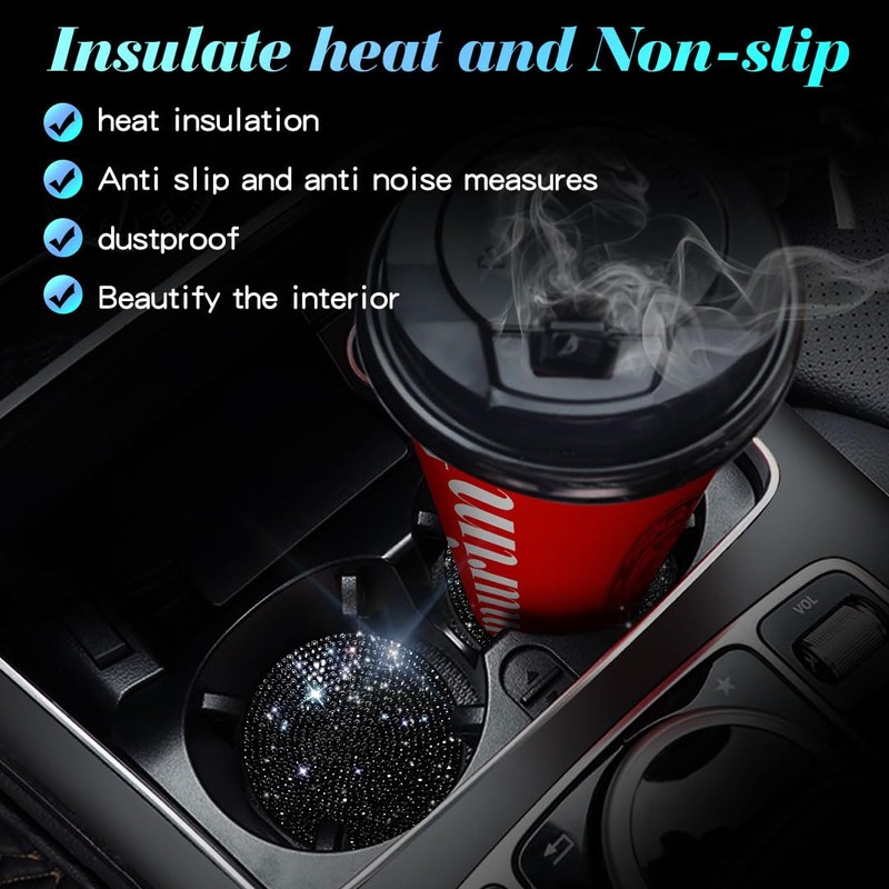 Murimt 2 PCS Universal Vehicle Bling Cup Holder Insert Coaster