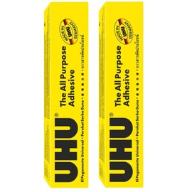 UHU All Purpose Adhesive, Fast, Strong, Crystal-Clear, Adjustable, Permanent, Transparent, 125 ml Tube, Pack of 2