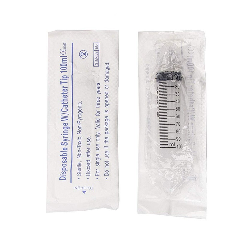 ABMRO 2 Pack 100ml Sterile Syringes for Labs, Garden Watering,