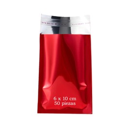 Metallic Envelopes with Self Seal Metallic Bags for Gifts, Office and Invitations, Wedding Guests, Cards, Events (Red Glossy, 6 x 10 cm (Pack of 50))