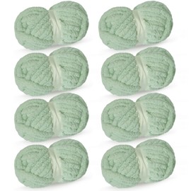 CAHOVY Grey Green Chunky Chenille Yarn for Crocheting Bulky Thick Fluffy Yarn for Knitting,Super Bulky Hand Blanket, Soft Plush Yarn Crochet Carpet/Scarf/Cushion/ 8 Jumbo Pack(63.76oz/197.68yd
