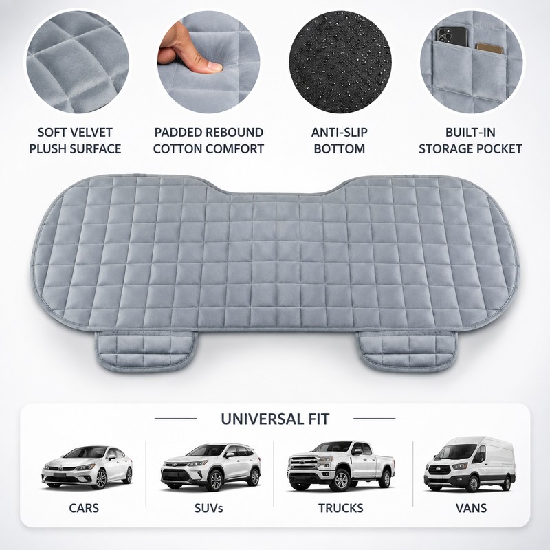 Universal Car Seat Cover Cushion Pad – Soft Flocking Fabric