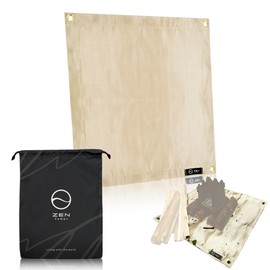 ZEN Camps Bonfire Sheet, Bonfire Stand Sheet, Spatter Sheet, Flameproof, Fireproof, Heat Resistant, Camping, BBQ, Lawn Protection [Japanese Brand] (Original Storage Bag Included, 19.7 x 19.7 inches
