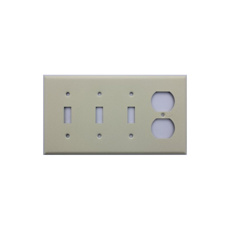 Ivory Wrinkle 4 Gang Wall Plate - 3 Toggle Switches
