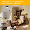 Farmhouse Rustic Table Lamp Home Decor,20.28" Black Metal Desk Light