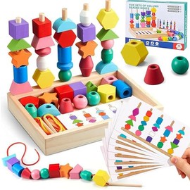 ZHEYU Juguetes Montessori Secuenciación de Cuentas, Clasificación y Apilamiento, Juguetes para Clasificador de Formas, Juguetes Educativos Regalos par