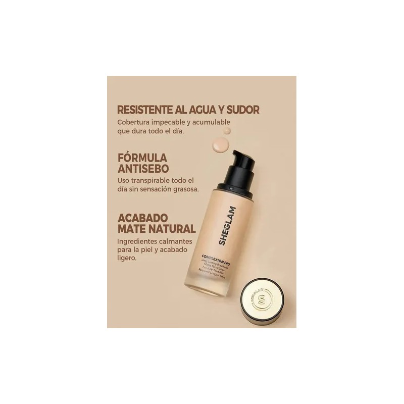 SHEGLAM Complexion Pro Base Líquida Mate Larga Duración - Golden