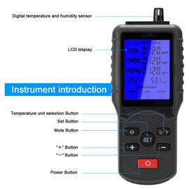 Multifunctional Air Quality Tester CO2 TVOC Meter Temperature Humidity Measuring Device