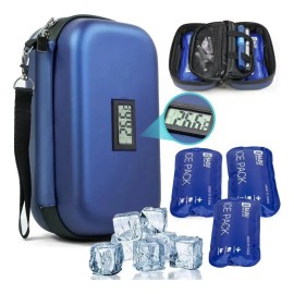 Zanoreth Hielera Portátil Insulina con Termómetro y 3 Bolsas de Gel Frío Reutilizables