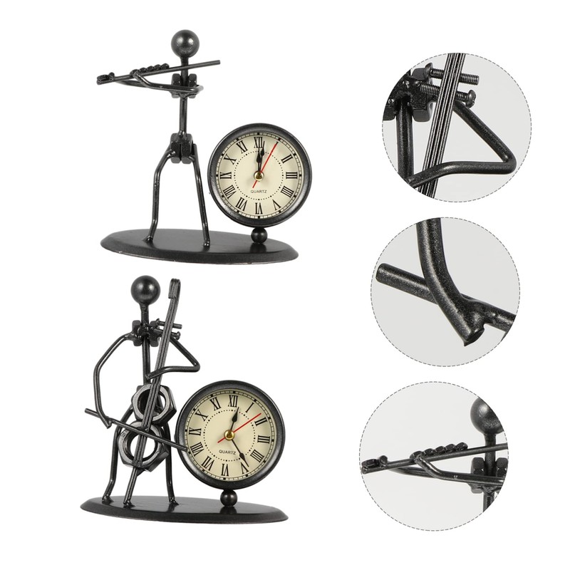 ABOOFAN 2pcs Iron Music Band Clock Shape Ornaments Retro Style