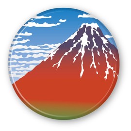 Artec 92908 Magnet Japanese Souvenir, Japanese Pattern, Hokusai Katsushika, Red Fuji Magnet, Round Size, Diameter 2.4 inches (6 cm)