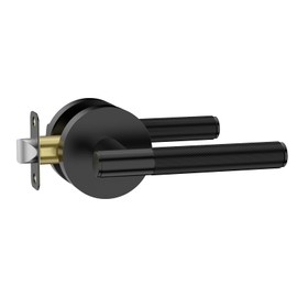 Amerdeco 1 Pack Matte Black Passage Knurled Door Handles, Heavy Duty Non-Locking Door Lever for Hall, Closet, Office Area, Shopping Malls AM037