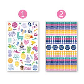 bloom daily planners Health Wellness and Fitness Planner Stickers - Variety Sticker Pack - Six Sticker Sheets Per Pack!