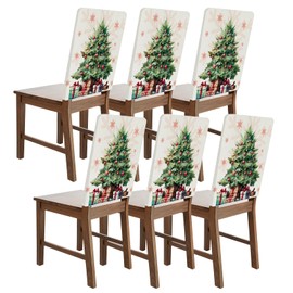 Bseical 6 x Christmas Chair Covers, Universal Chair Cover, Chair Cover for Christmas, Christmas Chair Covers for Dining Room, Dinner, Christmas Party Cutlery Decoration (A)