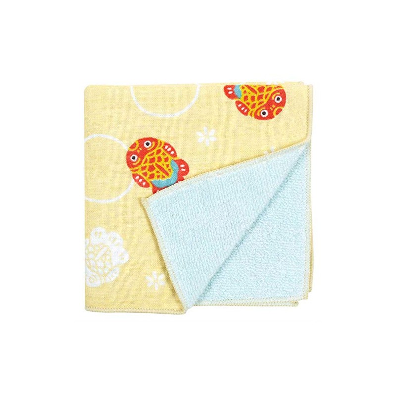 Hamamonyo Washed Towel Handkerchief, Tin Goldfish, Blue