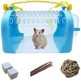 Tfwadmx Hamster Carrier Cage, Portable Dwarf Hamster Travel Cage, Small Animal Travel Carry Case with Chewing Toys Outgoing Cages for Gerbil, Mice,Rat,Hedgehog