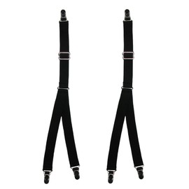 CTM Men's Elastic 1 Inch Casual Y Split Sock Garter Shirt Stays, Black