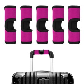 TIXIPEM Luggage Handle Wrap [5PCS] - Neoprene Luggage Identifiers Hollow Design Use for Push-Button Suitcase & Trolley Case - [Rose Red-6IN/15CM] Comfort Grip Handle Cover