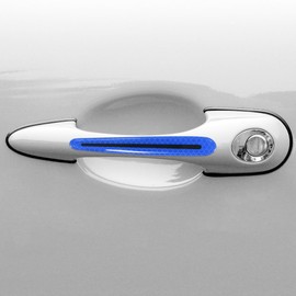 X AUTOHAUX 4 Pcs Car Side Door Handle Bowl Cover Reflective Strips Blue Black