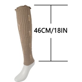 BomKinta Leg Warmers with Holes Women - Warm Ruffle Leg Sleeves - Winter Knee High Footless Socks Khaki