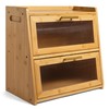 Gennua Kitchen Bamboo Bread Box for Kitchen Countertop, Large Dual-Layer