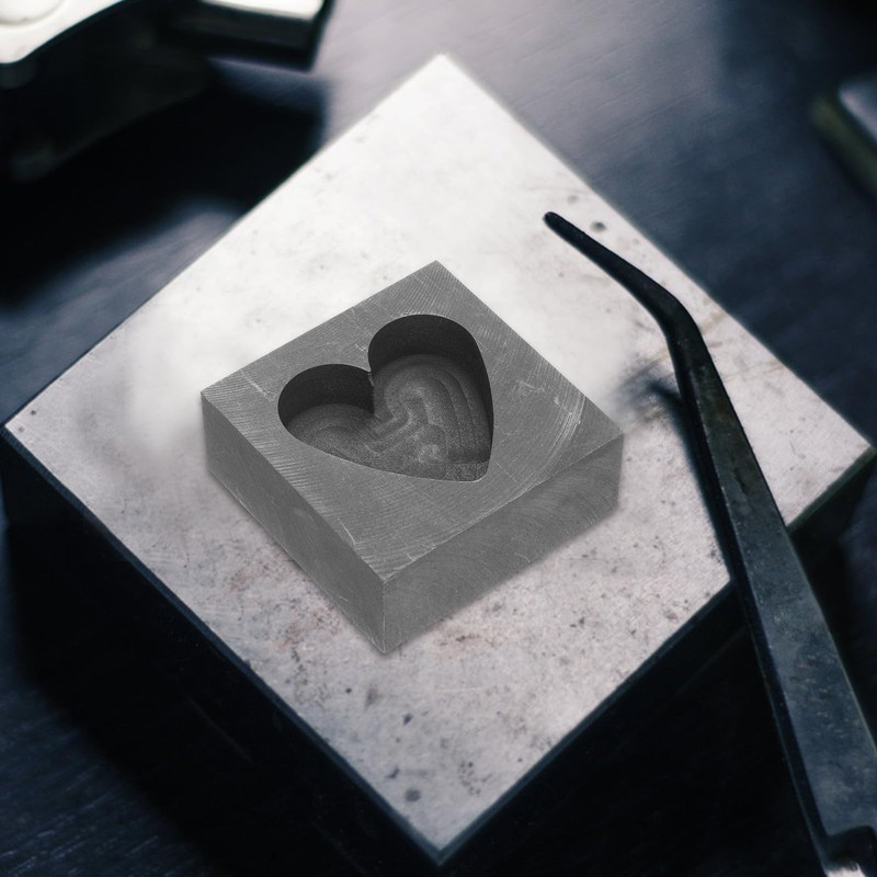 SEWOART Heart-shaped graphite mould, melting mould for gold, silver, copper,