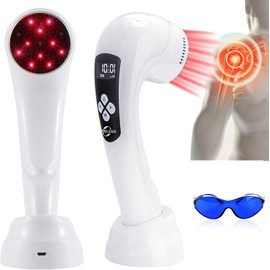 Aparato de terapia con láser frío con pantalla LED, terapia con luz infrarroja para el cuerpo (3x808nm+10x650nm), terapia con luz roja para aliviar dolores articulares y musculares