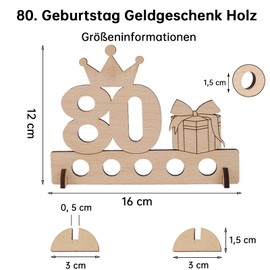GoldRock Geschenke zum 80 Geburtstag Mann Frau, 80. Geburtstag Geldgeschenk Holz,80 Geburtstag Geschenke Frauen,Gästebuch 80 Geburtstag Deko,Geschenkideen zum 80 Geburtstag,Geldgeschenke Verpackung