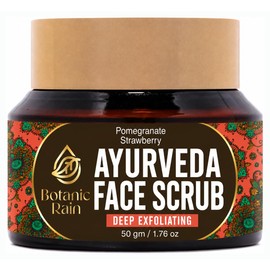 Exfoliante Facial Orgánico Con Granada Y Fresa, Exfoliante Ayurvédico Natural Para Eliminar El Bronceado, Ideal Para Todo Tipo De Piel.               