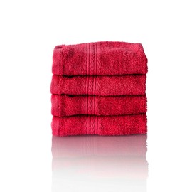 ALCLEAR Premium Terry Towel Set, Terry Towel Series in 6 Colours and 5 Sizes, Colour: Red, 4 x Guest Towels 30 x 50 cm