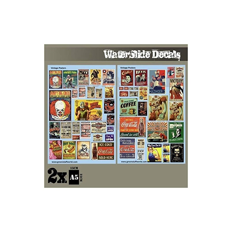 Greenstuff World Waterslide Decal Distressed Poster Set Plastic Model Decals