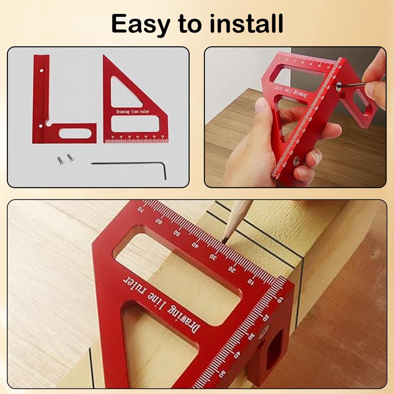 3D Multi Angle Measuring Ruler, 45° & 90° Degree Triangle