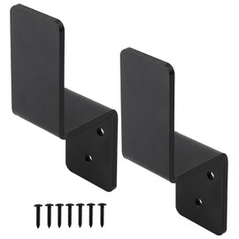 VANROUG 2x4 Door Barricade Brackets Z-Shape Black Security Door Lock Brackets Heavy Duty Drop Open Bar Holder Steel with Screw Fits 2x4 Lumber (2)