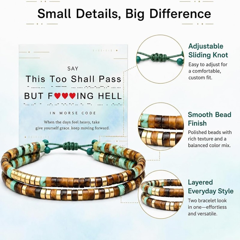 This Too Shall Pass But F*cking Hell Bracelet Morse Code