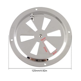 Vegena 2 pieces stainless steel ventilation rosette, 125 mm round fan, lockable ventilation plate, fan plate, gill fan, stainless steel grill, ventilation slider for smoker, boat, camper, house and