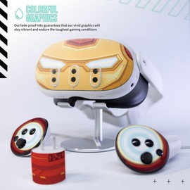 Easy-to-Apply Skin Sticker Kit compatible with Meta Quest 3 VR headset - Iron Mask virtual reality accessory - VR protector skin covers