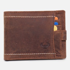 AlphaHide Men’s RFID Blocking Wallet - Classic Bifold Design - 2 Currency Pocket - Two Tone Leather - Coin Pocket (Brown Hunter)