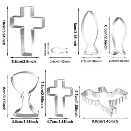 Rpanle Set of 7 Cookie Cutters Set, Stainless Steel Cookie Cutters, Cross Cookie Cutters, Dove, Cookie Cutters Goblet, for Children's Birthday Party Decoration
