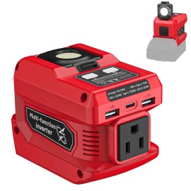 prime-shop-hub 220W Power Inverter for Milwaukee 18V Battery, DC 18V to AC 110V Battery Inverte