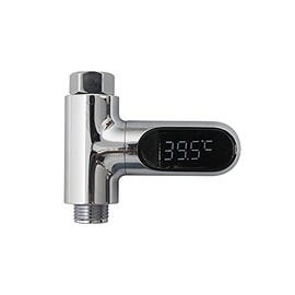 Shower Water Thermometer, LED Digital Display 0~100℃ Baby Bath Water Thermometer Celsius/Fahrenheit Display rotatable Screen for Home Kitchen Bathroom (Silver)