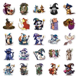 Animal Wizard Stickers for Laptop (50 PCS),Gift for Children Teens Adults Girl Boys,Waterproof Stickers for Water Bottle,Wizard Vinyl Stickers for Scrapbook,Skateboard,Bike,Phone,Dairy