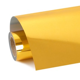 FUNKAKA Heat Transfer Vinyl Glossy Gold HTV Rolls, 12" x 9ft Soft Metal Iron on Vinyl for T-Shirts Stretchy Thin Soft PU HTV Vinyl for All Cutter Machines Easy to Cut & Weed for Heat Transfer Design
