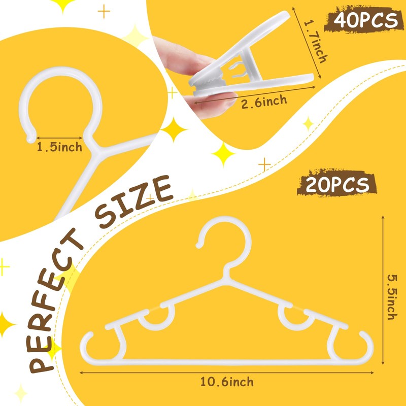 Hsei 60 Packs Baby Hangers with Clips Toddler Hangers with
