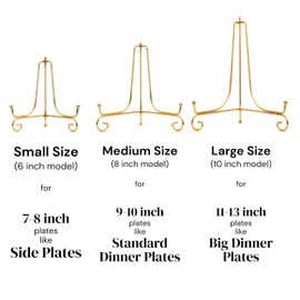 Metal Plate Stand for Display, Gold Colour, Foldable, Pack of 2 (Small - 6 inch)