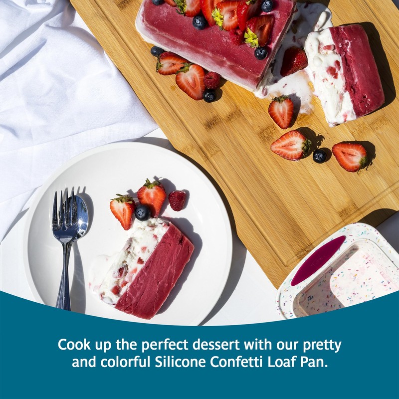 Trudeau 05118555 Structure Loaf Pan Silicone Bakeware, Medium, Confetti White