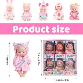 JOAASU Baby Doll, Pack of 6 Mini Baby Dolls, Small Doll, Mini Baby Born, Newborn Reborn Baby, Doll and Clothes Set, Mini Reborn Dolls, Baby Mini Dolls, for Girls from 3 Years, Toy Gift