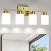FonmYim Brushed Gold Bathroom Light Fixtures, 4-Light Modern Vanity Light